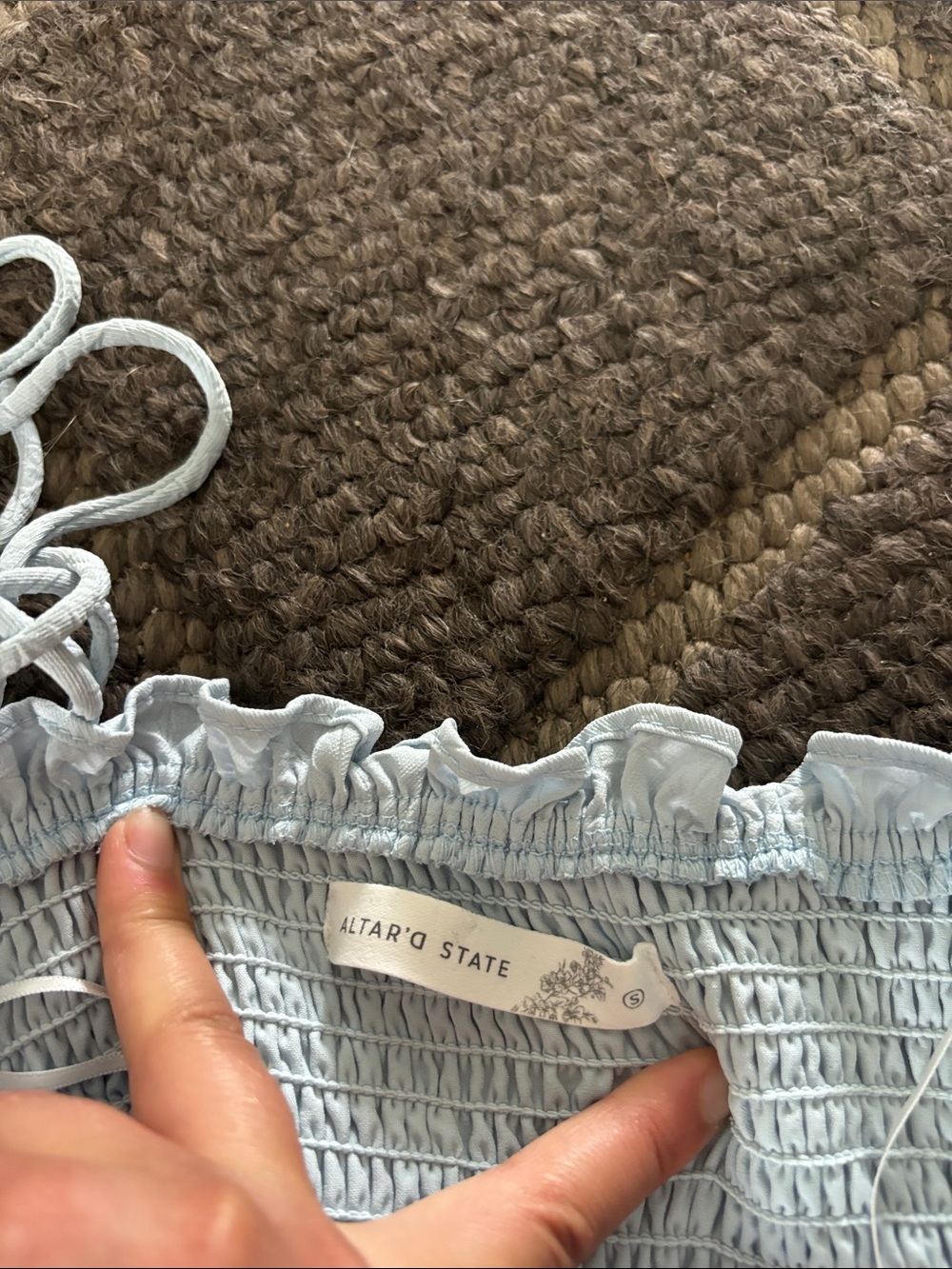 Light Blue Ruffled Cropped Top - Picture 2 of 3
